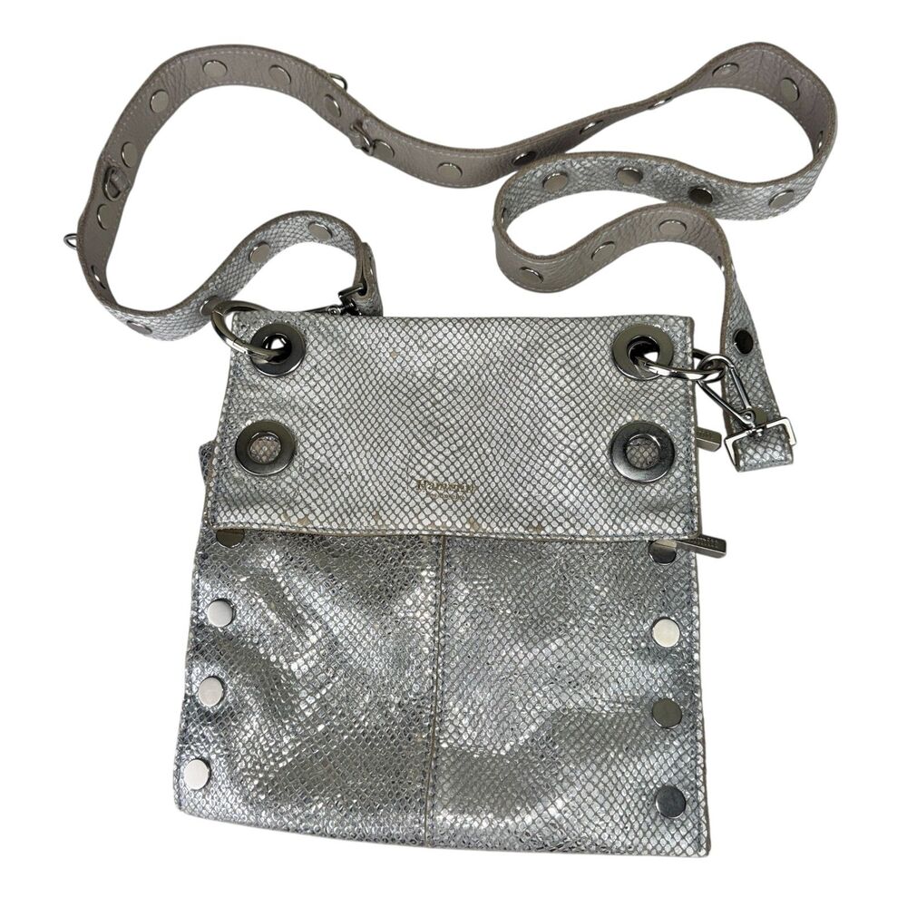 Hammitt Montana Reversible Crossbody Gray Metallic Silver leather